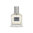 A clear glass bottle of Secret MAN Eau de Parfum with a silver cap and a black label, shown on a plain white background.