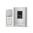 Secret Man The Secret Code Eau de Parfum bottle next to its metallic silver packaging box on a white background.